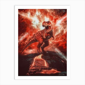 Volcanic Eruption T Rex Art Print