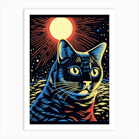 Galactic Hiss, Psychedelic Cats series Art Print