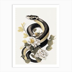 Many Banded Krait Snake Gold And Black Art Print