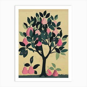 Pear Tree Colourful Illustration 2 Art Print