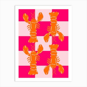 Lobster Tile Orange On Pink Art Print