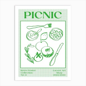 Vintage Picnic Green Art Print