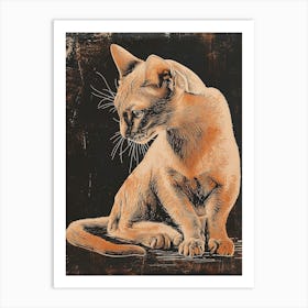 Burmese Cat Relief Illustration 1 Art Print