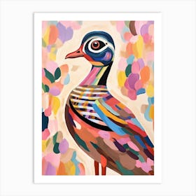 Pink Scandi Wood Duck 2 Art Print