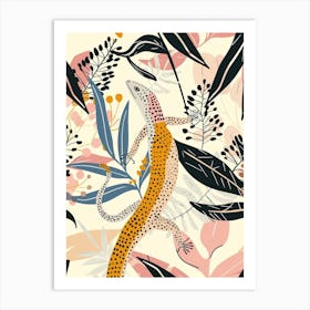 Lizard In The Leaves Modern Abstract Illustration 2 Art Print