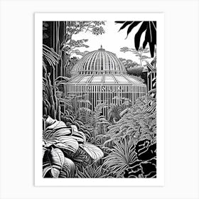 Franklin Park Conservatory And Botanical Gardens, 1, Usa Linocut Black And White Vintage Art Print