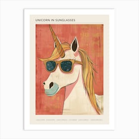 Storybook Style Unicorn With Sunglasses Muted Pastels 1 Poster Art Print