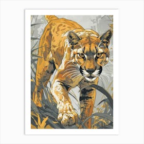 Cougar Precisionist Illustration 3 Art Print