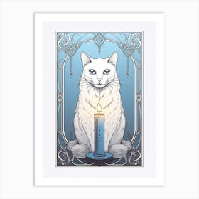 White Cat Tarot Card 3 Art Print