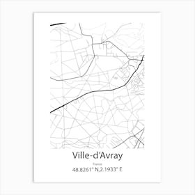 Ville D Avray,France Minimalist Map Art Print