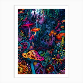 Psychedelic Mushroom Forest Art Print