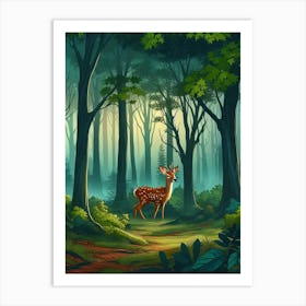 Misty Forest Landscape Art Print