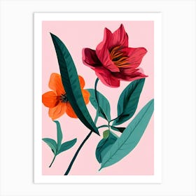 Flowers On A Pink Background 4 Art Print