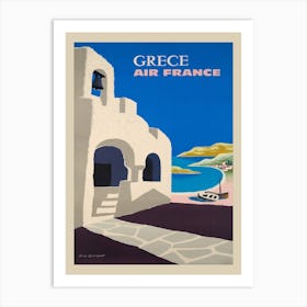 Air France Greece Travel Poster Art Print