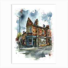 Enfield London Borough   Street Watercolour 2 Art Print