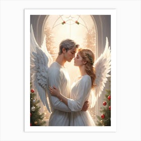 Christmas Angels Love Art Print