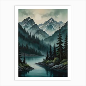 Mountains In The Mist Art Print