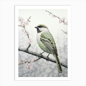 Ohara Koson Inspired Bird Painting Sparrow 3 Art Print