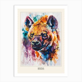 Hyena Colourful Watercolour 4 Poster Art Print