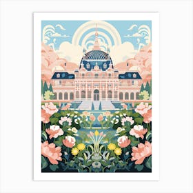 Palace Of Versailles   Versailles, France   Cute Botanical Illustration Travel 1 Art Print