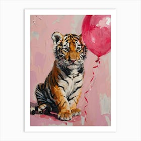 Cute Siberian Tiger 3 With Balloon Art Print