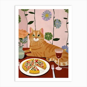 Cat And Pizza 3 Art Print