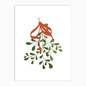 Green Xmas Mistletoe Art Print