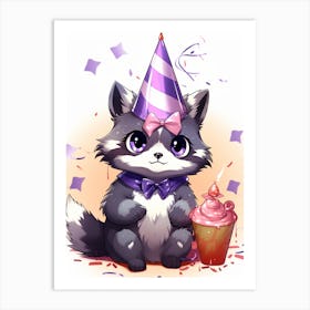Cute Kawaii Cartoon Raccoon 30 Art Print