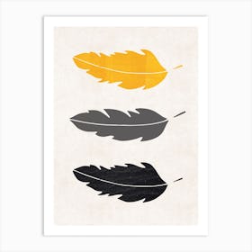 Feathers Mustard Abstract Art Print
