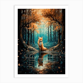 Red Fox Canvas Splat Painting 2 Art Print