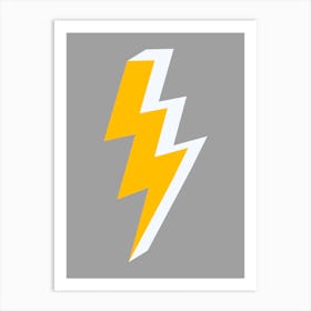 Lightning Bolt Triple Grey and Yellow Art Print