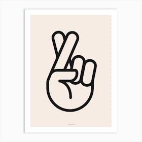 Minimal Fingers Crossed Hand Sign Bold Print Art Print