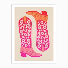 Cowgirl Boots   Hot Pink Ombre Art Print