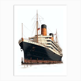 Titanic Ship Sketch Illustration 5 Art Print