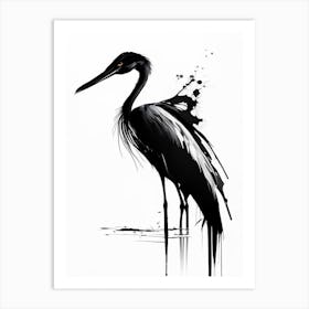 Black Heron Impressionistic 5 Art Print