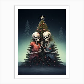 Two Skeletons With A Christmas Tree 3 Art Print