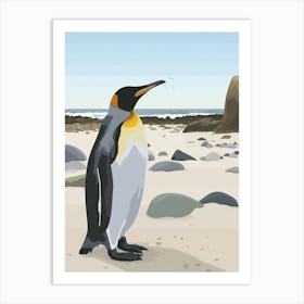 King Penguin Boulders Beach Simons Town Minimalist Illustration 4 Art Print