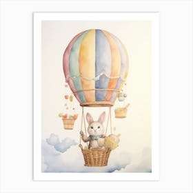 Baby Rabbit 3 In A Hot Air Balloon Art Print