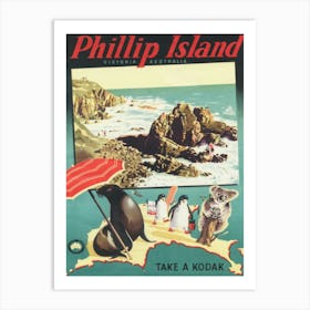 Phillip Island Australia Vintage Travel Poster Art Print