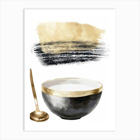 Gold And Black Bowl Art Print