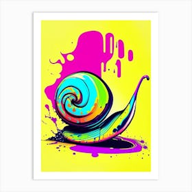 Snail With Splattered Background Pop Art Art Print