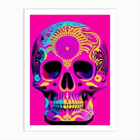 Skull With Psychedelic Patterns 3 Pink Pop Art Art Print