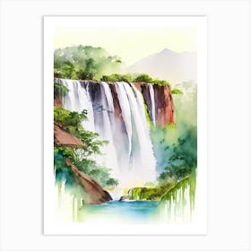 Iguacu Falls Of The North, Brazil Water Colour  (2) Art Print