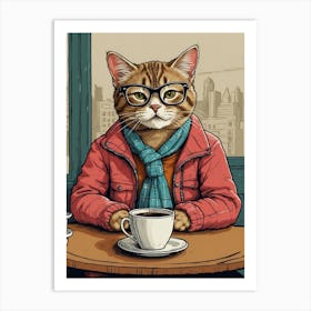 Cat With Glasses Art Print