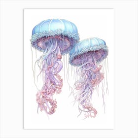 Upside Down Jellyfish Pencil Drawing 11 Art Print