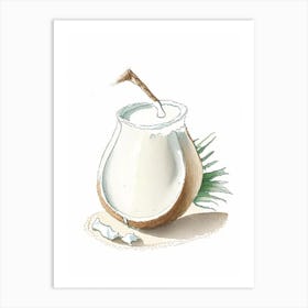 Coconut Milk Dairy Food Pencil Illustration 1 Art Print