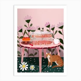 Cat And Jell O 2 Art Print