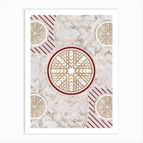 Geometric Abstract Glyph in Festive Gold Silver and Red n.0063 Art Print