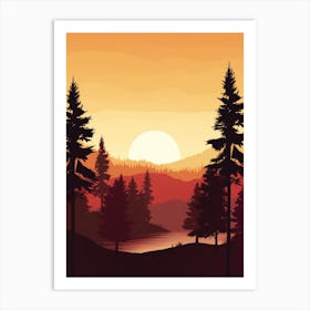 Sunset In The Forest 2 Art Print