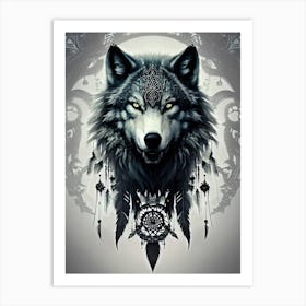 Dreamcatcher Wolf 8 Art Print
